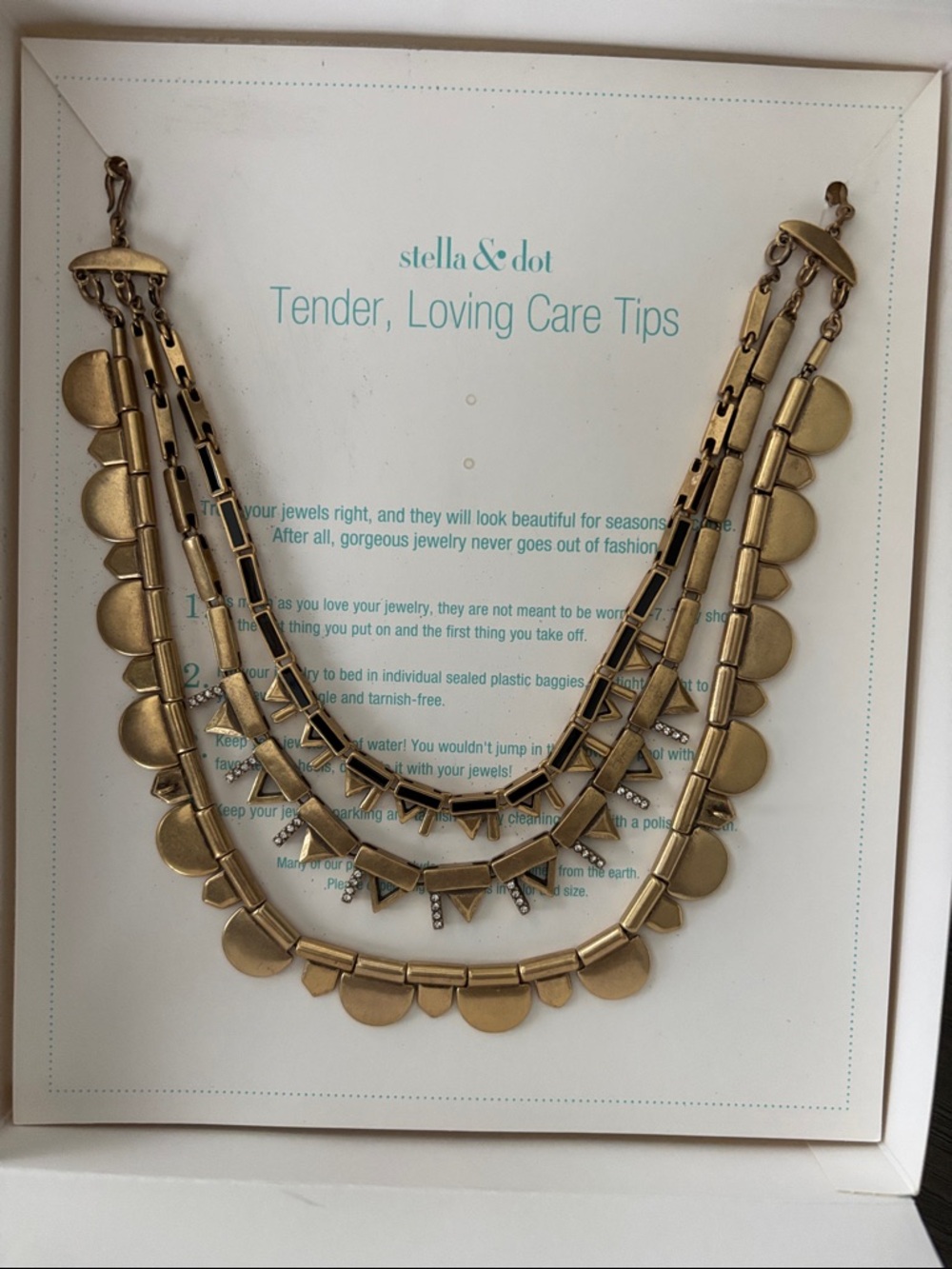 Stella & Dot Mutli-Way Matte Gold Layer Geometric Necklace